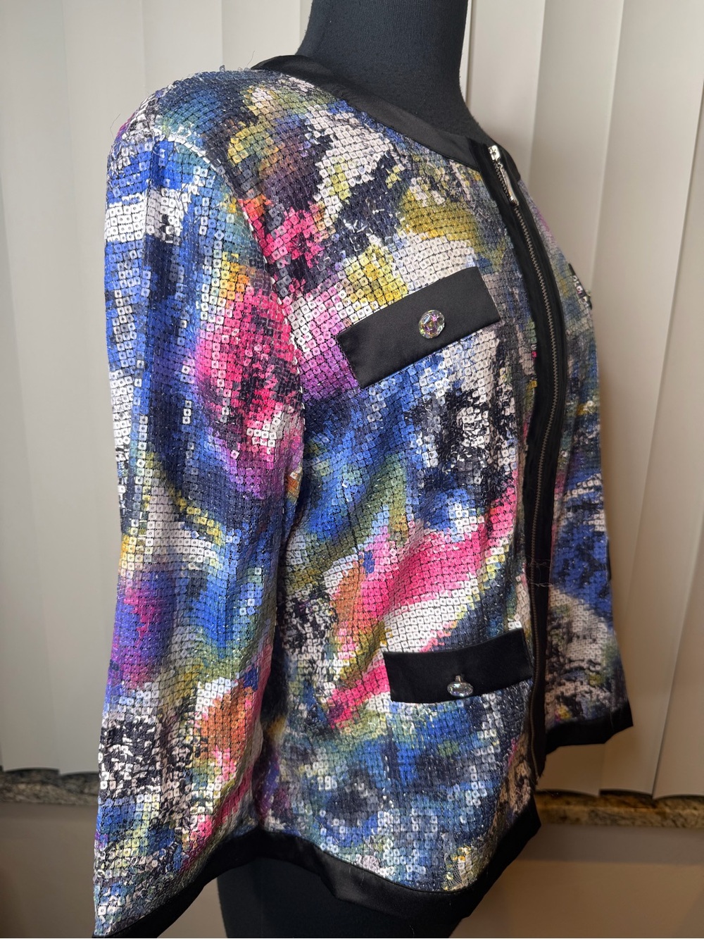Michael Simon multicolored sequin full-zip jacket blazer Size XL - Picture 6 of 11